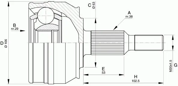 7H0498099B Transmission Parts C.V Joint for VW CARAVELLE T5 Bus (7HB, 7HJ, 7EB, 7EJ), EUROVAN T5 Van (7HA, 7HH, 7EA, 7EH), MULTIVAN Mk V (7HM, 7HN, 7HF, 7EF, 7EM, 7EN), CALIFORNIA T5 Camper (7EC, 7EF, 7EG, 7HF)