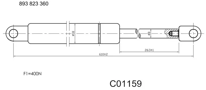 893823360 Gas Spring Bonnet for AUDI COUPE B3 (89, 8B3), 4000 B3 Saloon (893, 894, 8A2), 90 B3 (893, 894, 8A2)